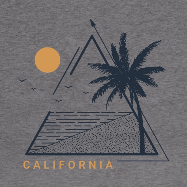 Beach, Ocean, Palms, Sun, Summer. California. Geometric Style by SlothAstronaut